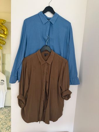 Vero Moda 2 Stück Leine Hemden blau und braun XL