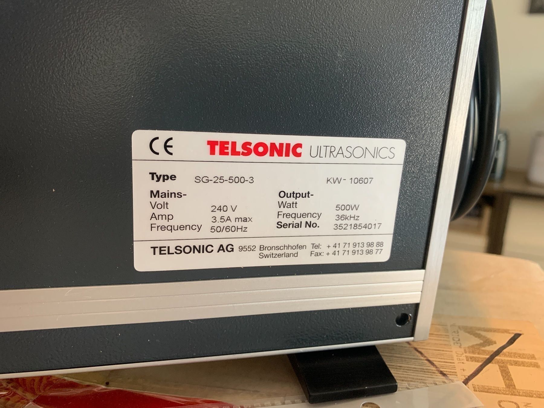 Zaugg Alle Maschinen: TELSONIC ULTRASONIC GENERATOR SG 25-500 – Neu und originalverpackt aus Root von EH.Kaffeemaschinen 3