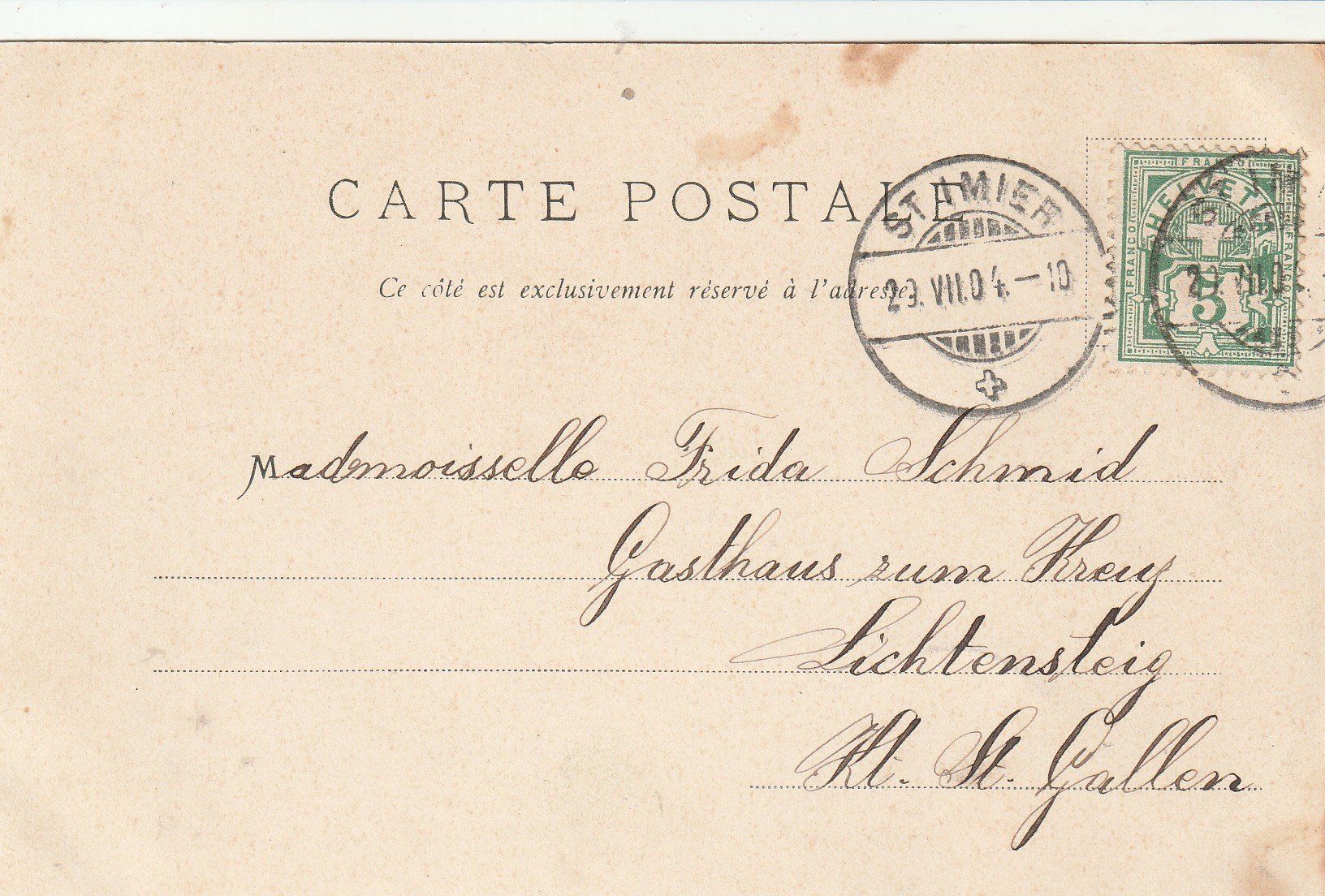 Cartoline postali: Ansichtskarte St-Imier Ecoles Professionelles datiert 1904 – Usato da Rupperswil venduto da Ema10 1