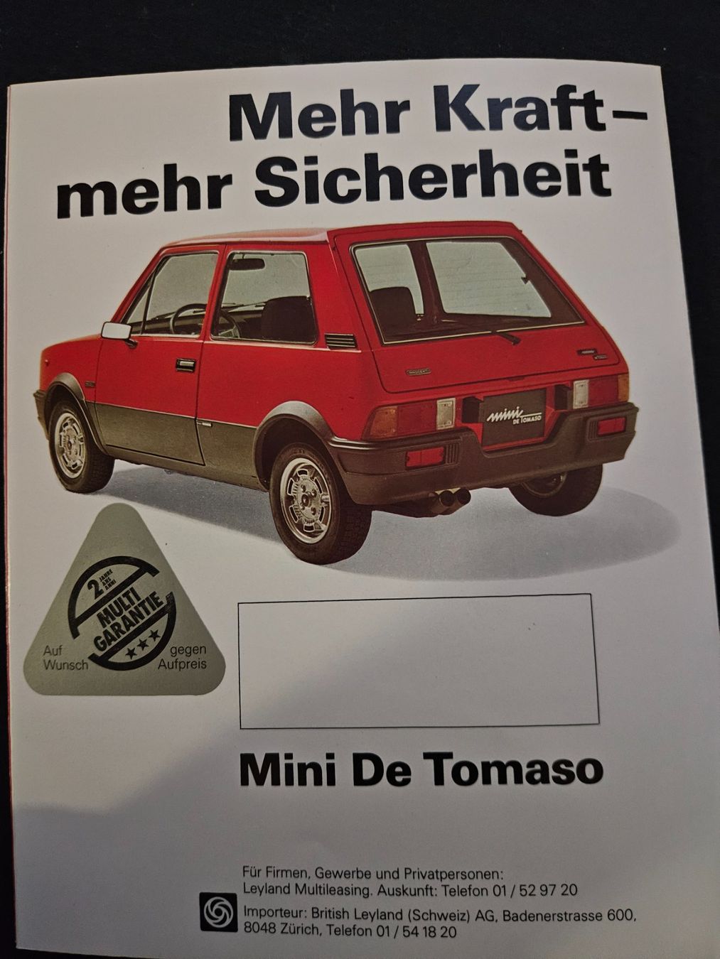 Mini Documenti: Mini Innocenti De Tomaso Prospekt 1979  xx – Usato da Flawil venduto da sr1_f6st 3