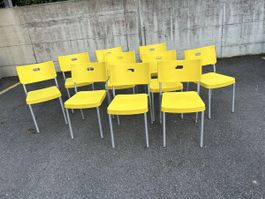 Lot de 10 chaises IKEA jaune vintage