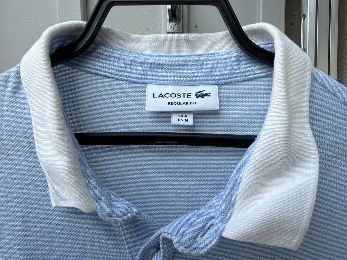 Lacoste Magliette Polo: Lacoste Poloshirt gestreift hellblau Grösse 4 / M – Usato da Schattdorf venduto da lestage 2