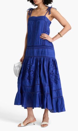 Farm Rio: Maxikleid, blau mit Spitze, Grösse 36