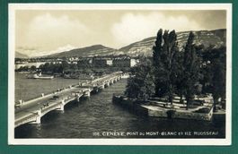 Genève, Pont du Mont-Blanc et Ile Rousseau, 1929, gelaufen