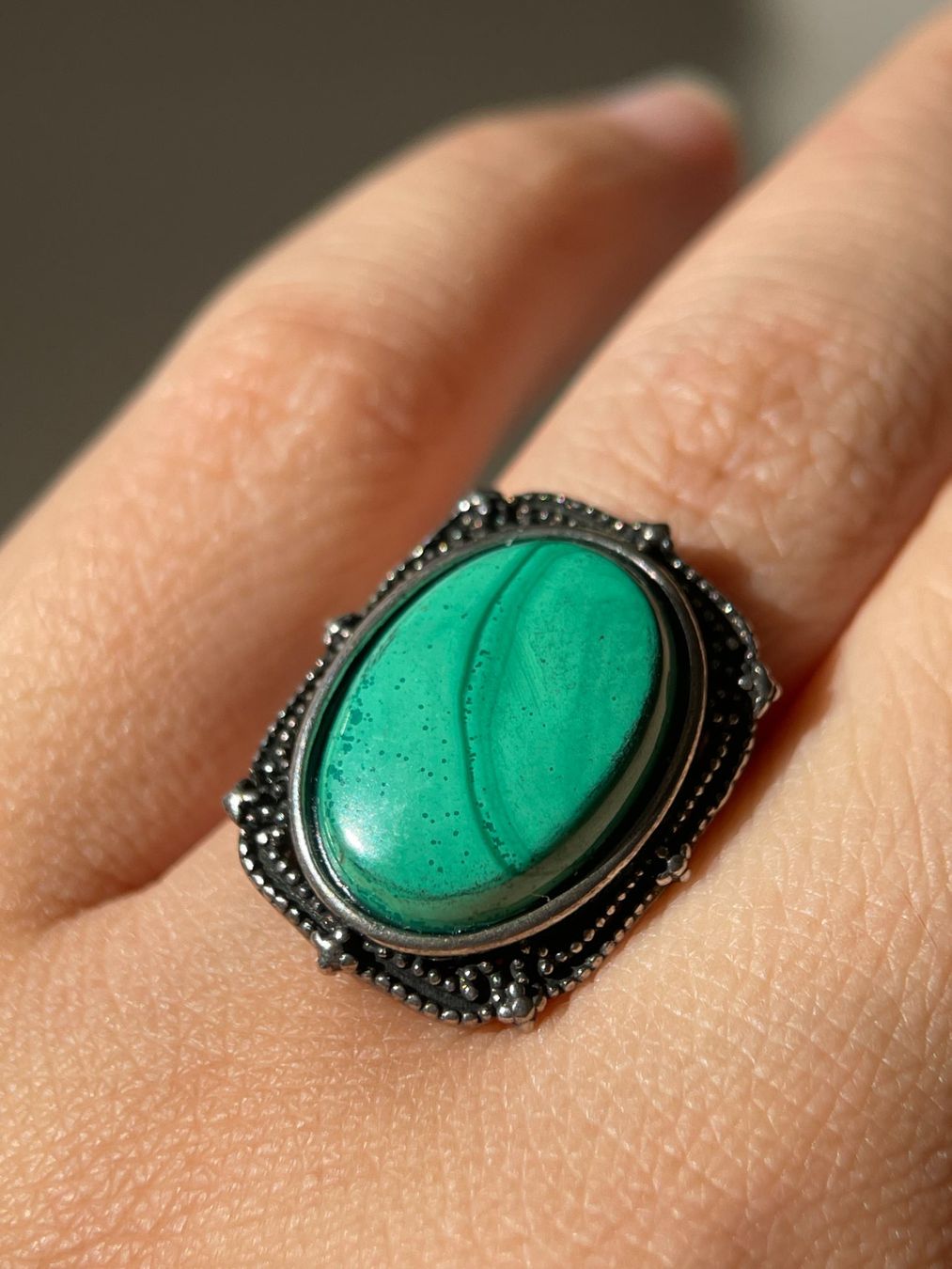 Bagues: Malachit-Ring – Vintage-Edelsteinring – Neuf avec emballage d'origine à Schiers par sisikristall 3