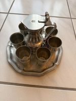Zinnkrug Set mit 6 Bechern und Tablett Zustand gut