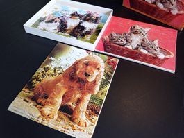 3x Penelope Puzzle Tiermotiv - Hund - Katze - Holzpuzzle