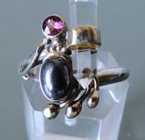 Handgefertigter Silber 925 Fingerring mit Halbedelsteinen