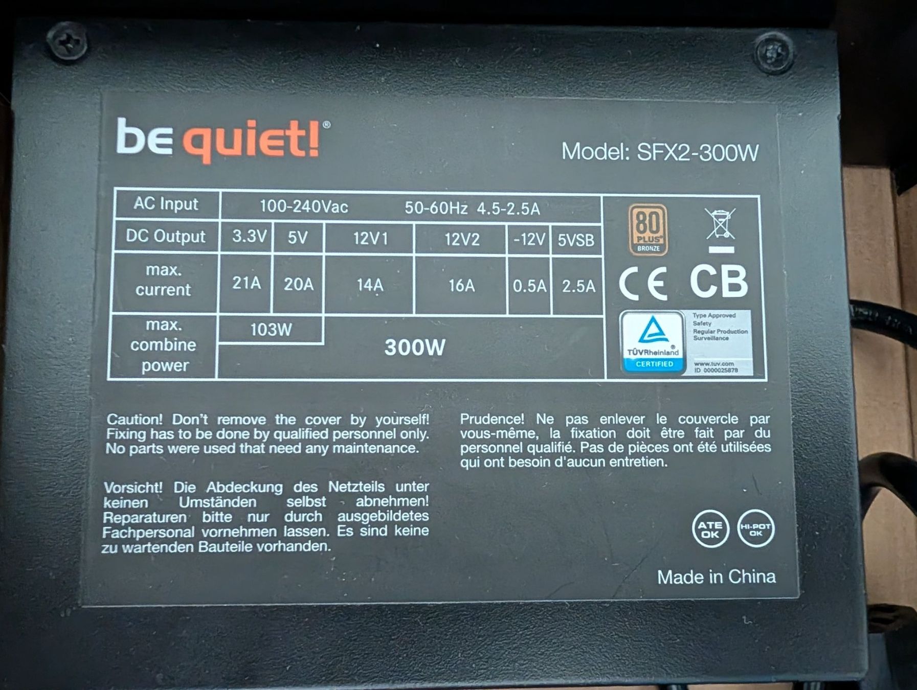 beQuiet! Componenti elettronici: be quiet! SFX Power 2 - 300W – Usato da Luzern venduto da faebusihe 1