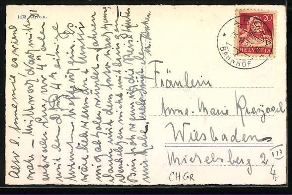 Cartoline postali: Arosa, Vom Schnee bedeckte Ortschaft mit – Usato da Berlin venduto da bartko-reher 1