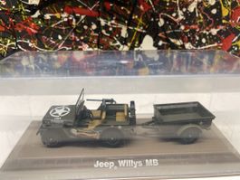 Miniatur Jeep Willys MB mit Anhänger - Top Zustand! 