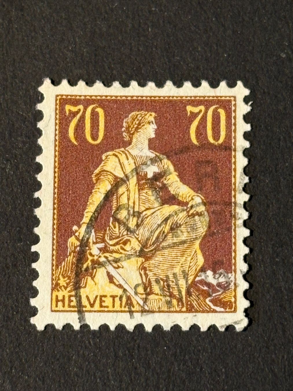 Tutti i francobolli: Helv. mit Schwert Zu 114 mit Eckstempel BERN – Usato da Basel venduto da Chloro