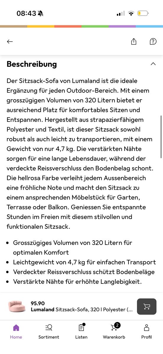 Sessel: Sitzsack-Sofa – Neu (gemäss Beschreibung) aus Amriswil von SAL333 3