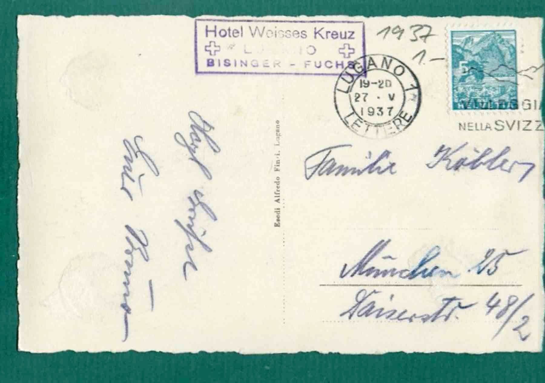 Cartoline postali: Lugano, Panorama, 1937, gelaufen – Usato da Sargans venduto da Hausi1951 1
