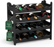Weinregal stapelbar modular für 24 Flaschen Schwarz