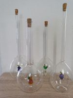 4 Glasflaschen mit Früchte - Deko Flaschen - Schnapsflasche 
