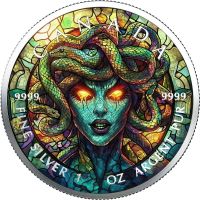 Maple Leaf 2025 Farbiger Round Glass Medusa 1 Unze SILBER