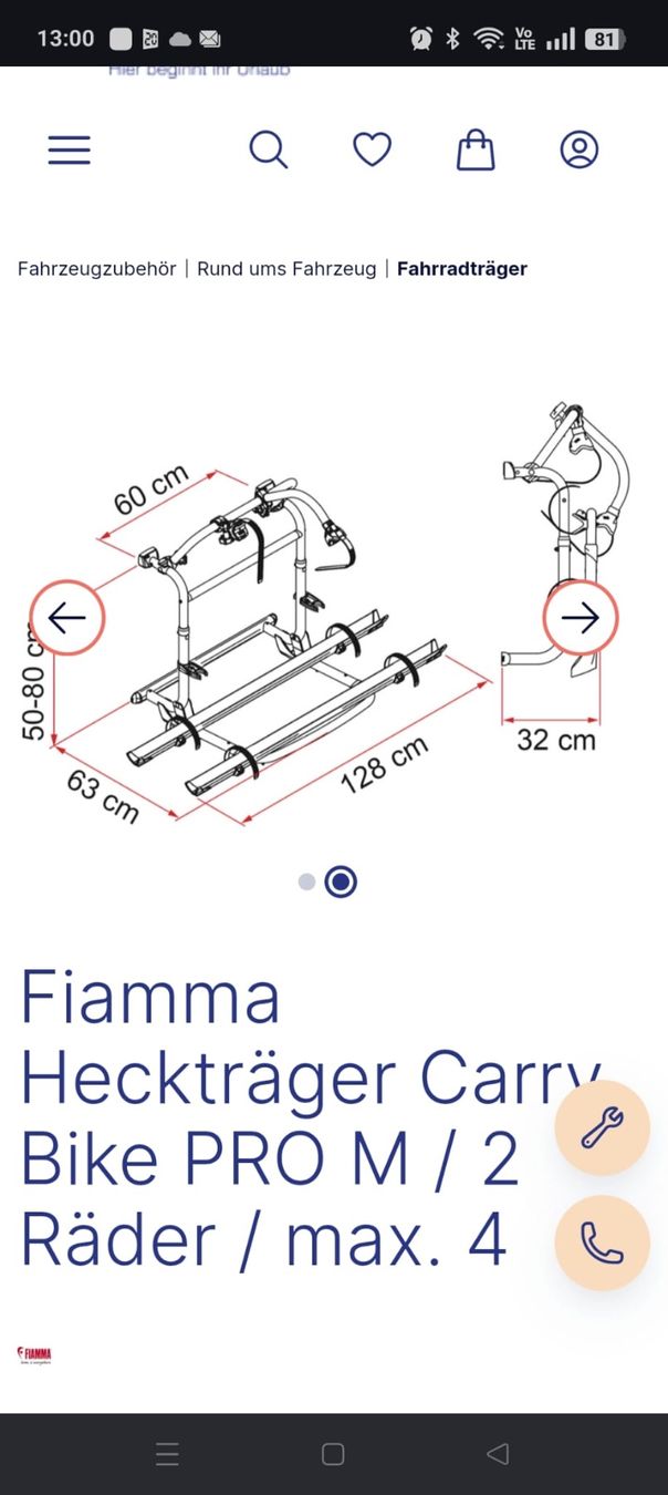 Supporti per biciclette: Fiamma Carry-Bike PRO M – Usato da Bubendorf venduto da Nadeshna 2