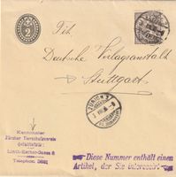 2 Rp. GS-Streifband mit 3 Rp. Zusatzfrankatur
