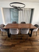 Esstisch Massivholz Nussbaum mit Metallbeinen 200cm