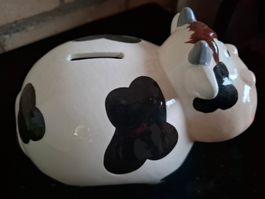 Sparschwein Kuh Keramik gefleckt gebraucht guter Zustand