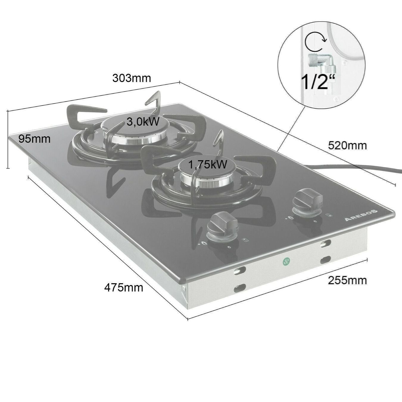 Herde: Gasherd Glas 30cm (2 Brenner) – Neu und originalverpackt aus Bottighofen von zaap 4