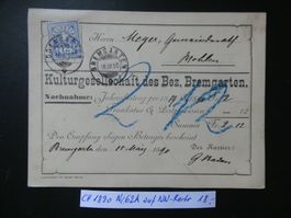 CH 1890 Nr. 62A auf NN-Karte