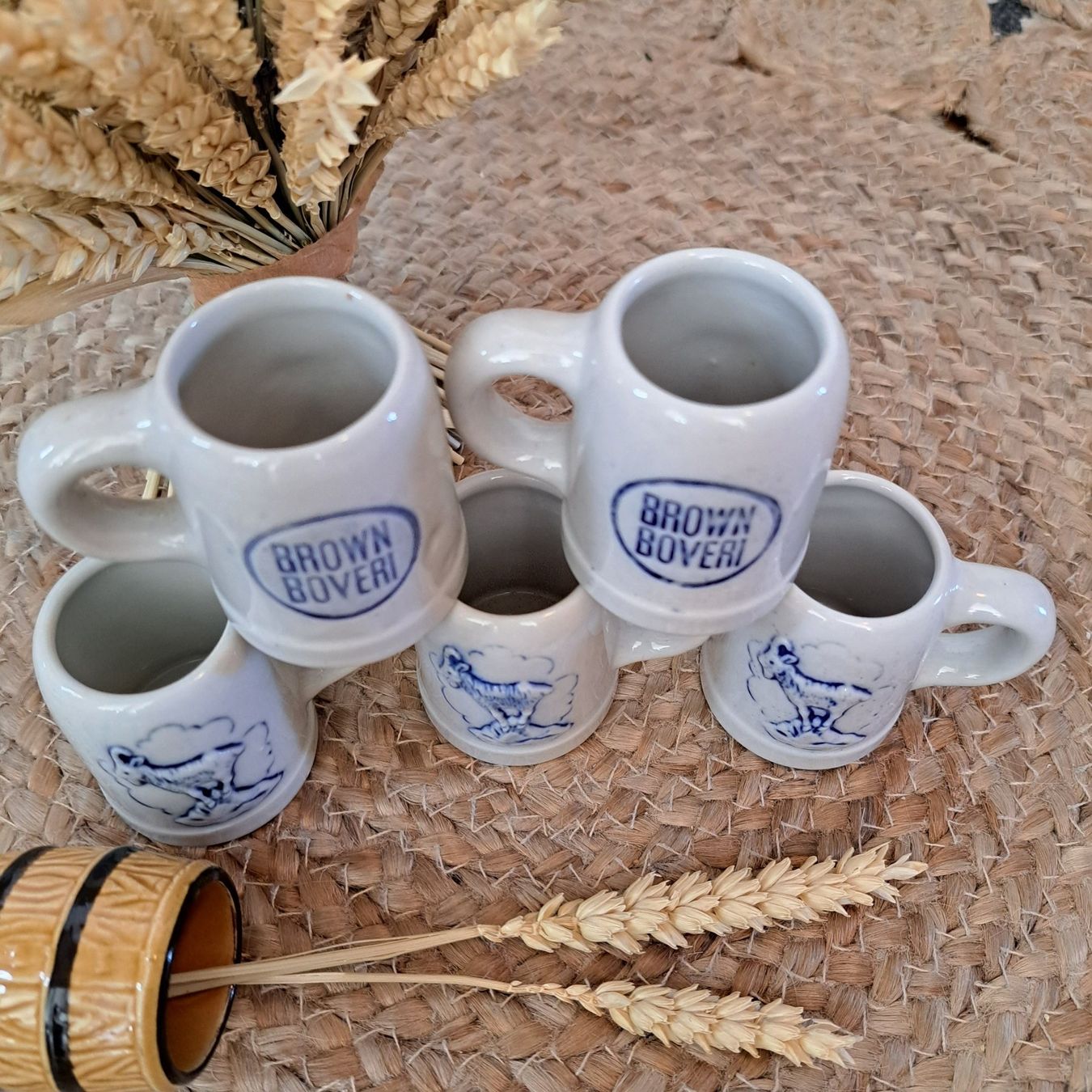 Bicchieri: Mini choppe de bière en grès, vintage, lot de 6/ Steinzeug – Usato da Petit-Lancy venduto da ChezBerti 4