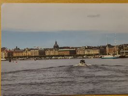 Panorama Postkarte Stockholm Schweden Wasser Boot Stadt