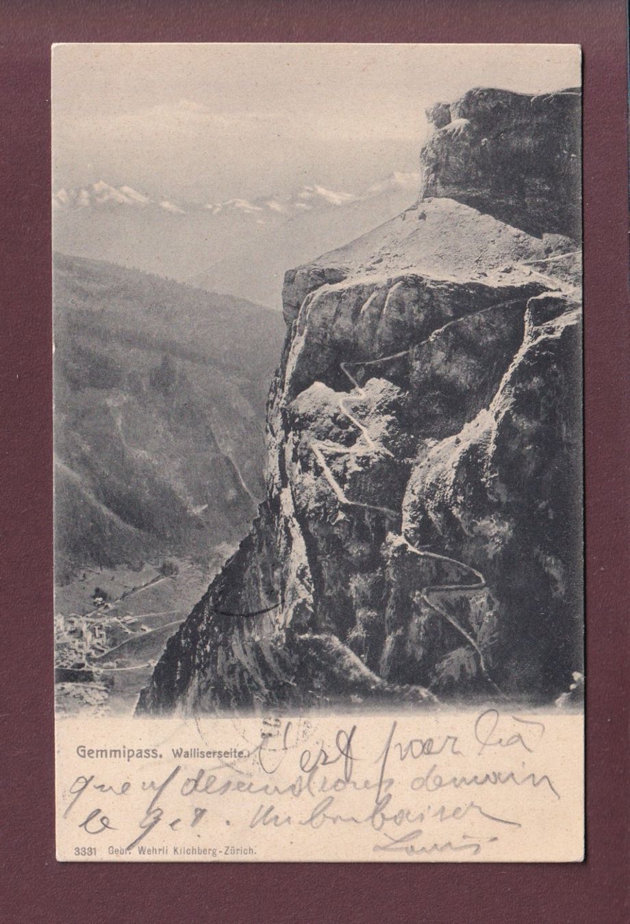 Ansichtskarten: GEMMIPASS - Walliserseite - 1903 – Gebraucht aus Pully von nicecards