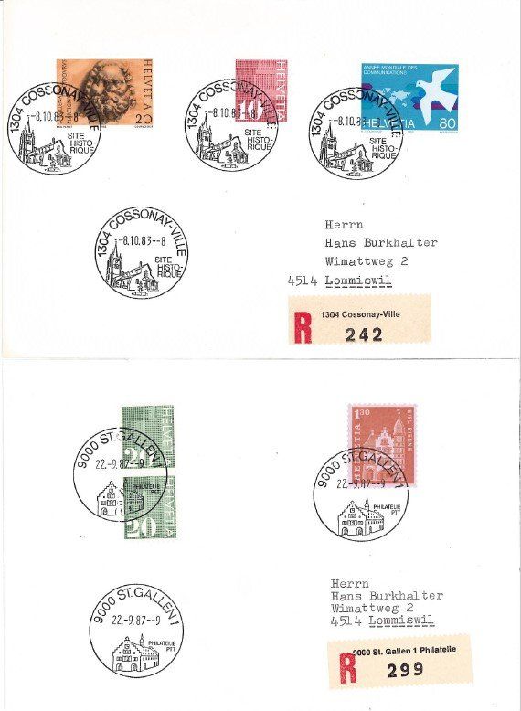 Alle Briefmarken: 10 Belege mit Werbedatumstempel – Gebraucht aus Bellach von qsearch