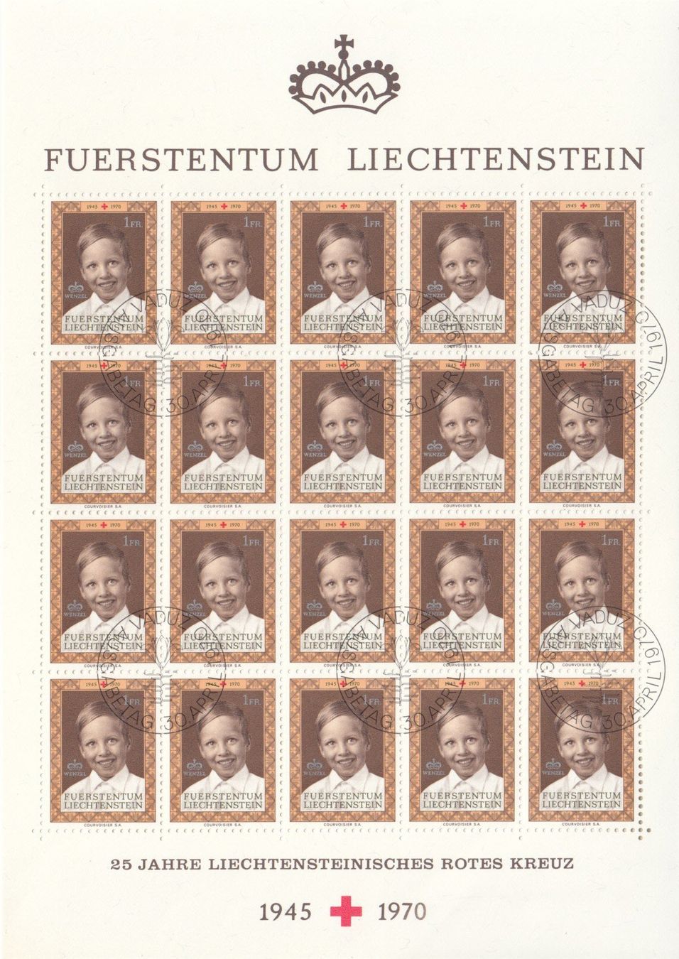 Alle Briefmarken: FL SBK 460 Originalbogen mit ET – Gebraucht aus Bürglen TG von StampGraf