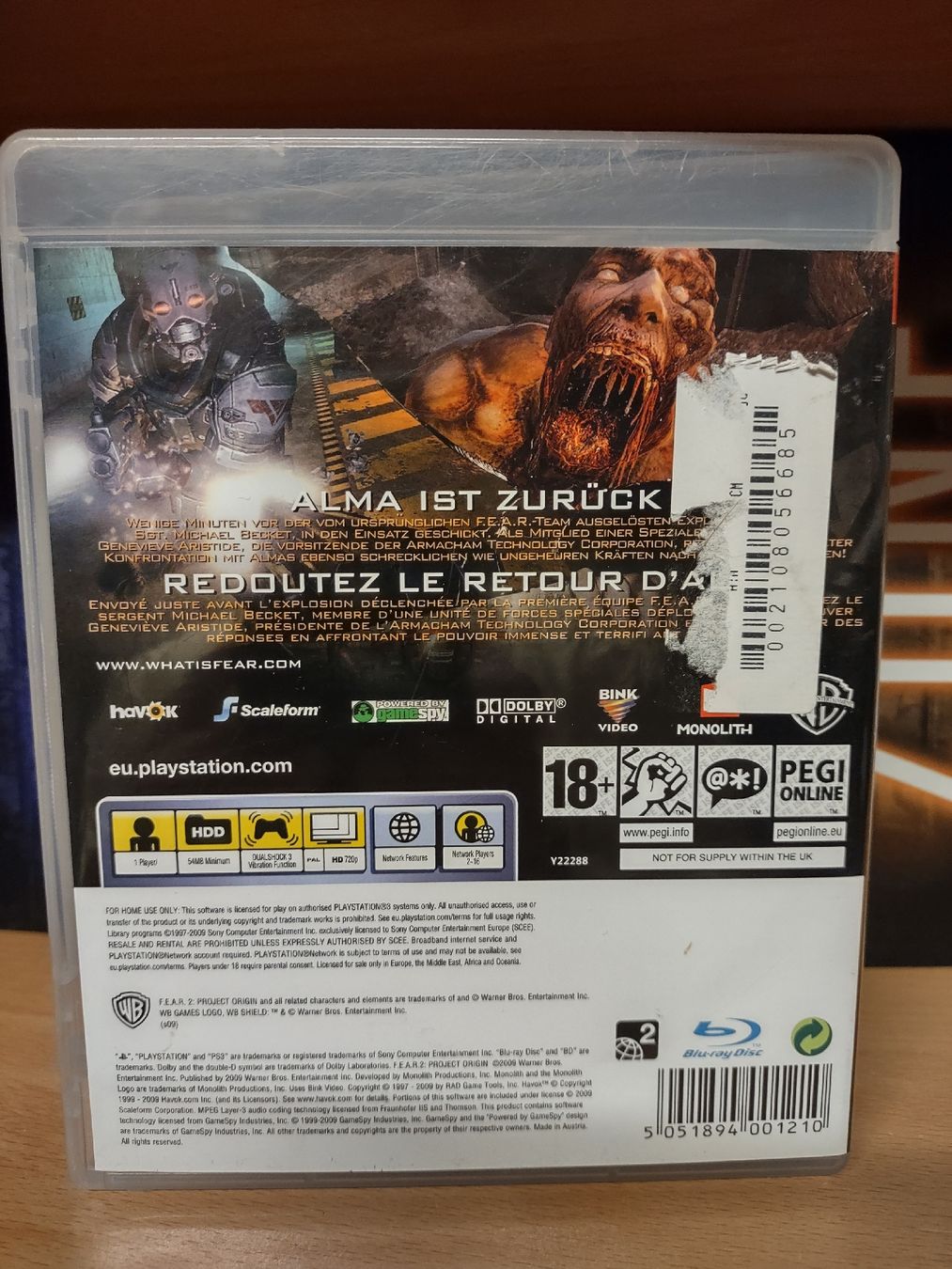 Sony Giochi: F.E.A.R. 2 Project Origin PS3, jeu d'horreur  – Usato da fribourg venduto da GameSpot 1