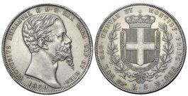 Italien, 5 Lire 1850, Torino