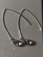 Boucles argentées avec cabochon transparent