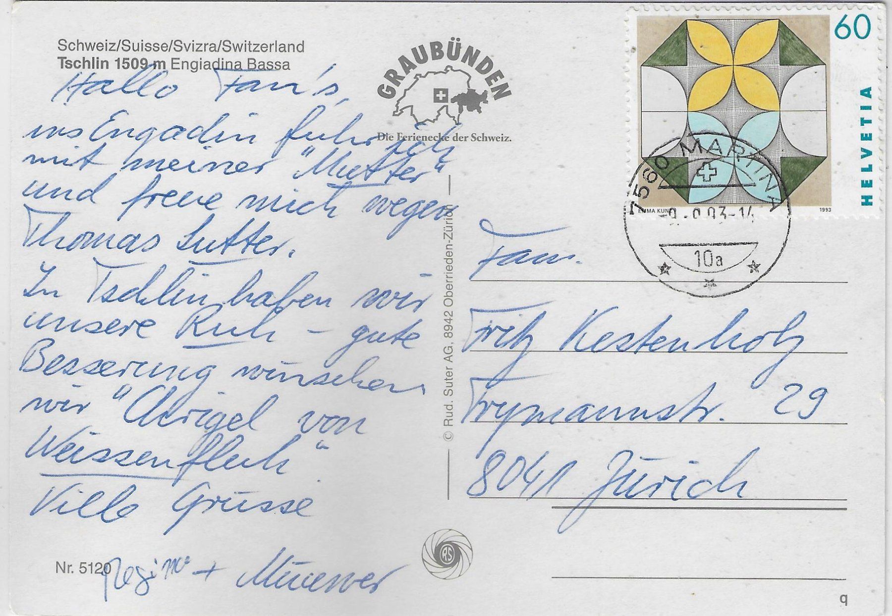 Cartes postales: Salüds da Tschlin Engadin - Multiview – D'occasion à Ettingen par Kartenplanet 1