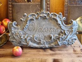 Welcome Wandschild Barock Antik-Stil 50 cm