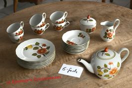 romantischer Tee-Servive mit Rosenmotiv, 6-teilig