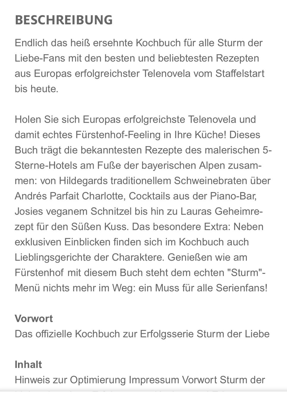 Libri: Kochbuch von "Sturm der Liebe" – Nuovo (secondo la descrizione) da Thürnen venduto da Lilie37 3