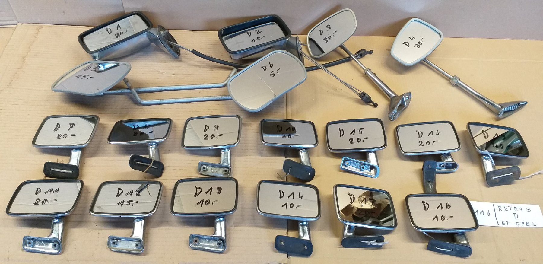 Tutti pezzi di ricambio auto: RETROVISEURS VOITURES OLDTIMER  1 Pc. A CHOIX sur env 60 Pc. – Usato da cortébert venduto da rlv 6