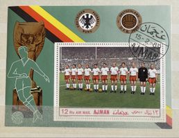 Briefmarke Block Fussball Deutschland Ajman 1968 Zustand gut