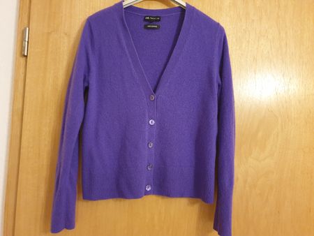 Cardigan, XS, violet, 100% cachemire, très bon état