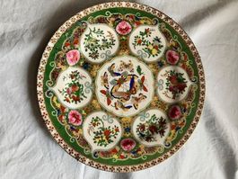 Porzellan-Wandteller feine Handbemalung, Blumenmotive, 25 cm