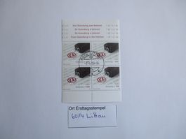 Viererblock mit Ort Ersttagsstempel 6014 Littau