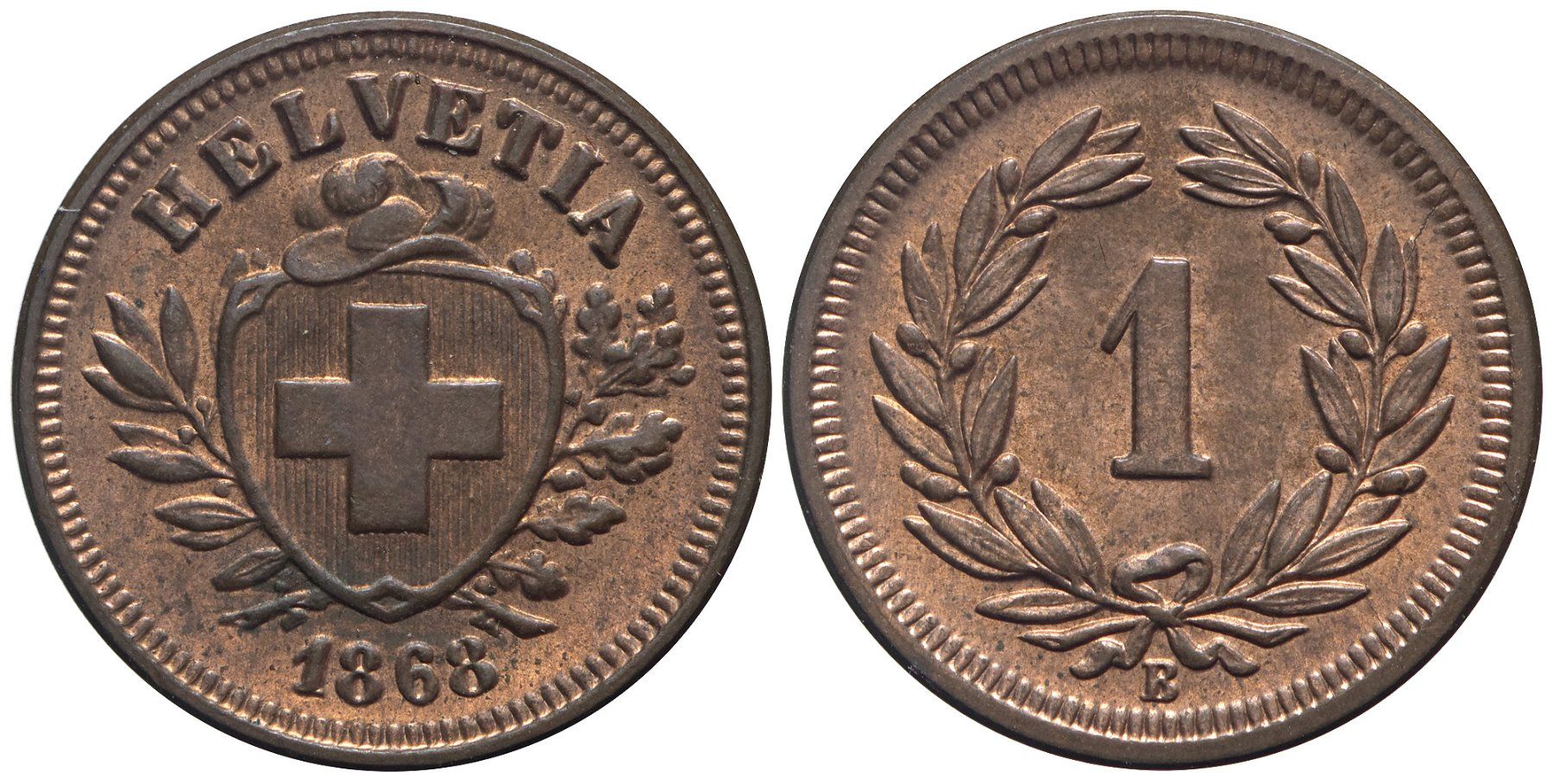 Tutti le monete: 1 Rappen 1868 (05) – Usato da Chiasso venduto da Novamarketing