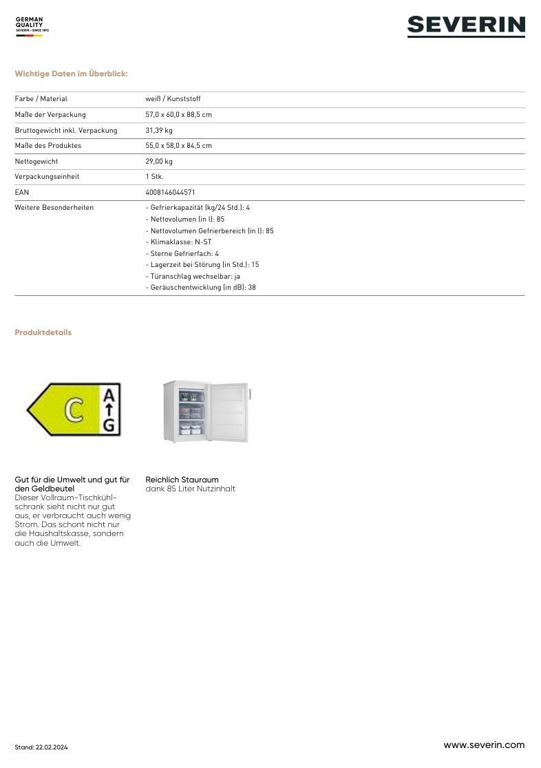 Gefrierschrank: GS8865 Gefrierschrank – Neu (gemäss Beschreibung) aus Wängi von SPCSHOP 6