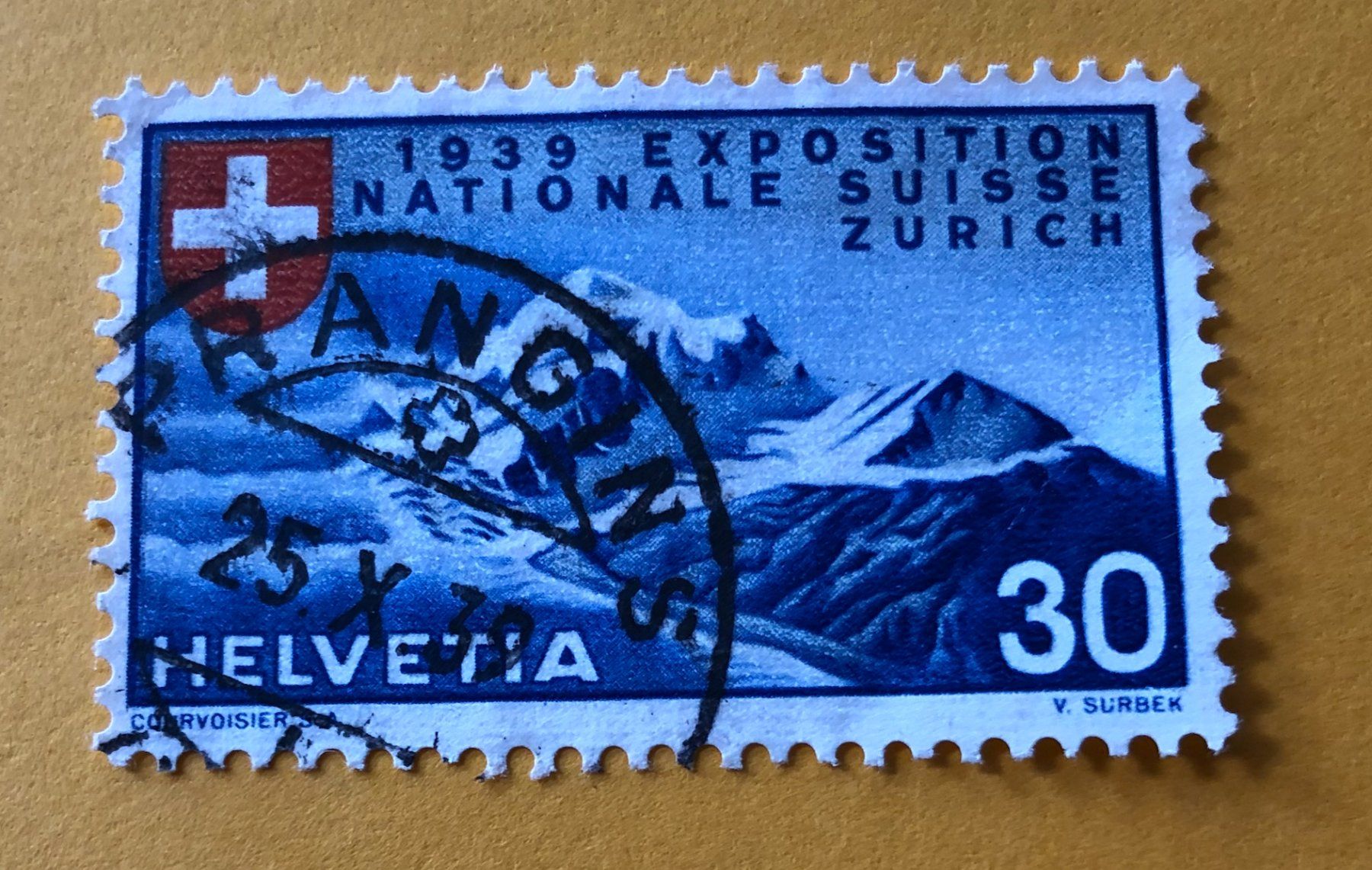 Alle Briefmarken: Nr.221 GESTEMPELT Piz Roseg 1939   – Gebraucht aus Aarau von Billa007