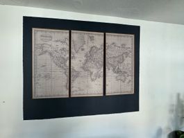 Weltkarte, Bild, Vintage Look, Top Zustand