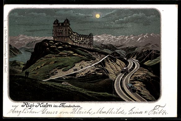 Cartoline postali: Lithographie Rigi-Kulm, Gasthaus – Usato da Berlin venduto da bartko-reher