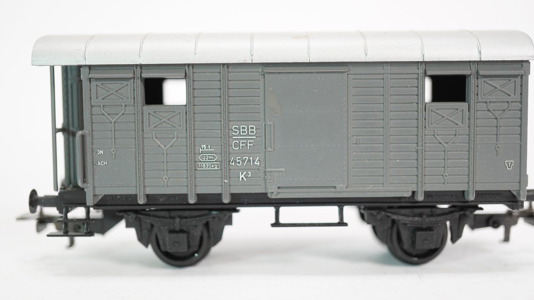 Kleinbahn Modellini di ferrovie: 2∑ Kleinbahn 302 SBB Güterwagen K3 grau – Usato da Uetendorf venduto da tigermuegi 1